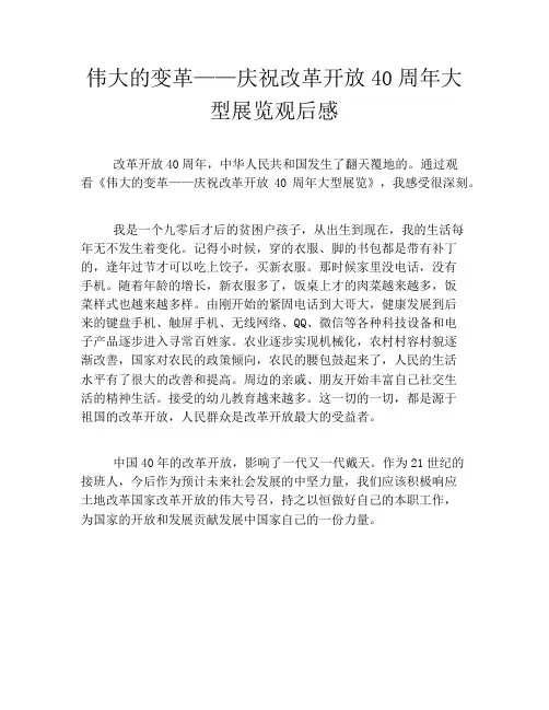 伟大的变革——庆祝改革开放40周年大型展览观后感