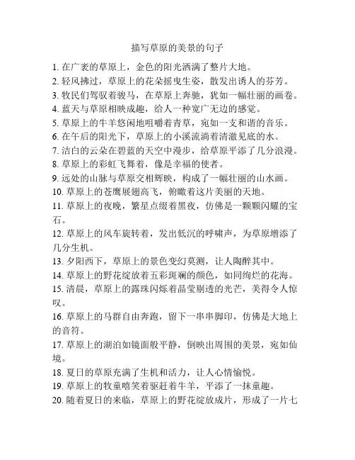 描写草原的美景的句子