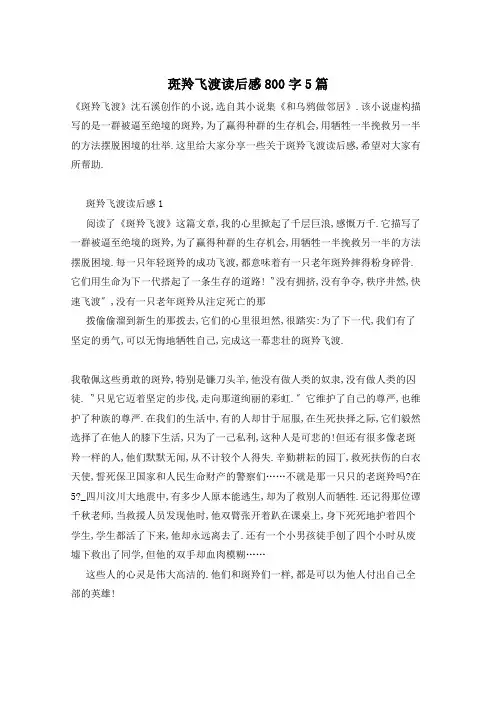 斑羚飞渡读后感800字5篇