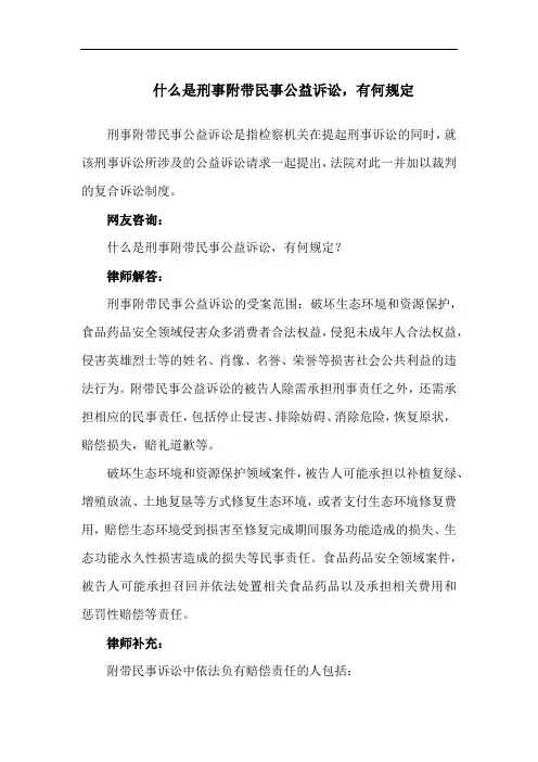 什么是刑事附带民事公益诉讼,有何规定
