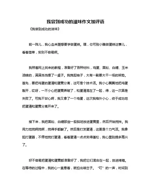我尝到成功的滋味作文加评语
