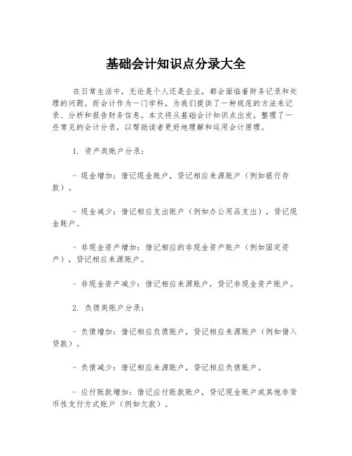 基础会计知识点分录大全