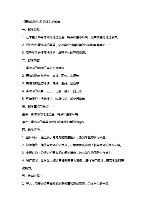 《青海湖梦幻般的湖》的教案