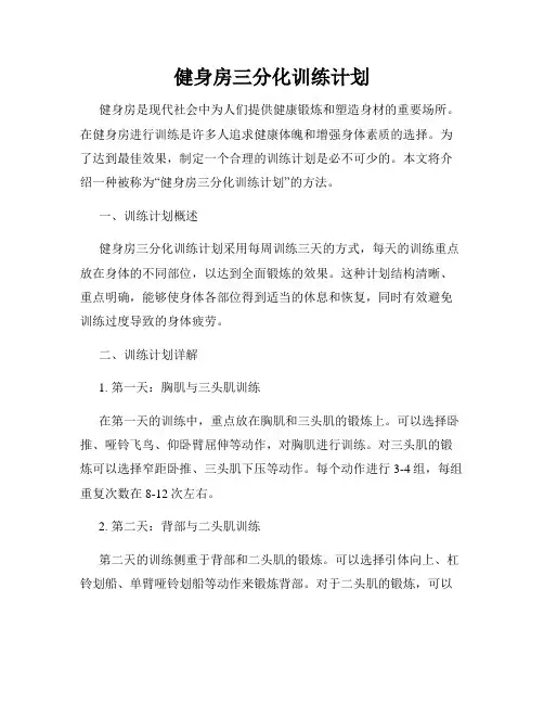 健身房三分化训练计划
