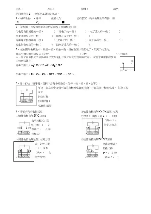 [精品]电解池基础知识练习：.doc