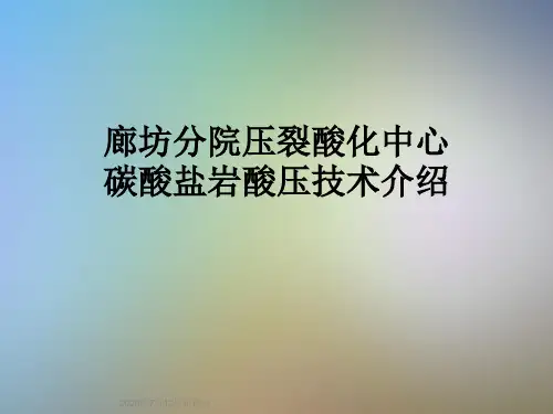 廊坊分院压裂酸化中心碳酸盐岩酸压技术介绍