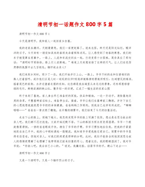 清明节初一话题作文800字5篇
