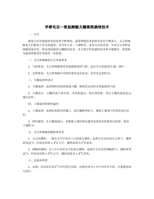 早春毛豆—秋延辣椒大棚高效栽培技术