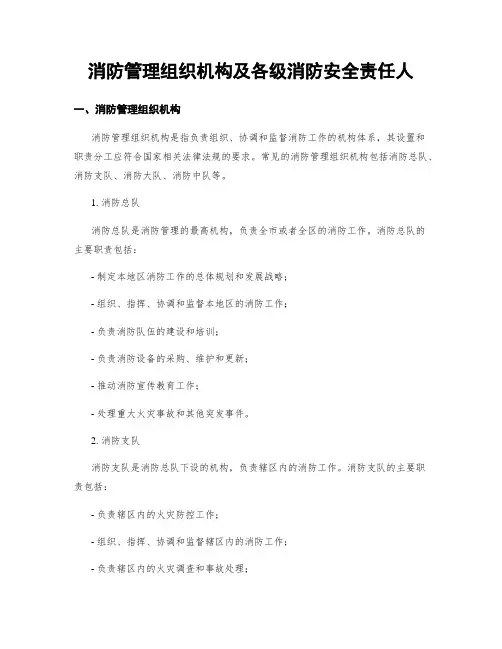消防管理组织机构及各级消防安全责任人