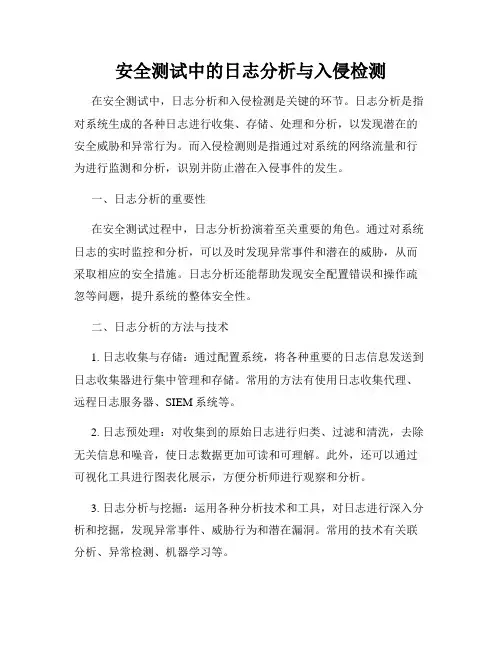 安全测试中的日志分析与入侵检测