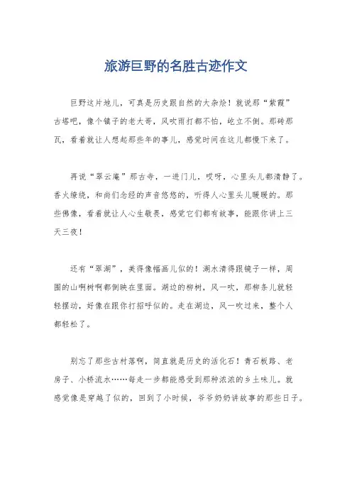 旅游巨野的名胜古迹作文