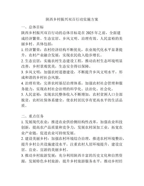 陕西乡村振兴双百行动实施方案