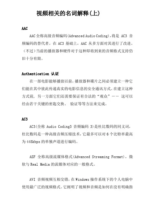 视频相关的名词解释
