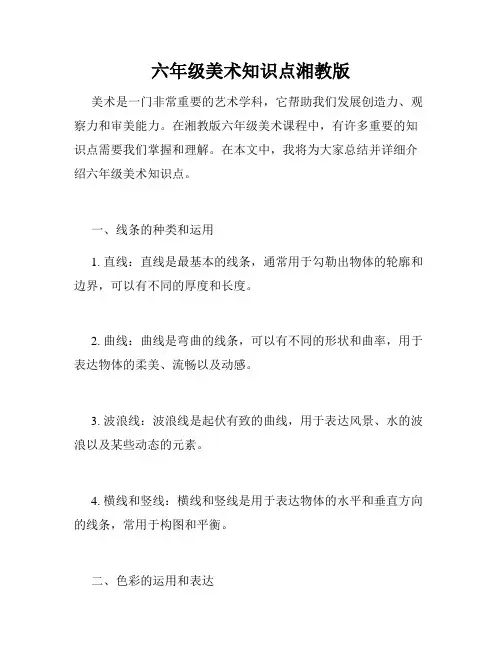六年级美术知识点湘教版