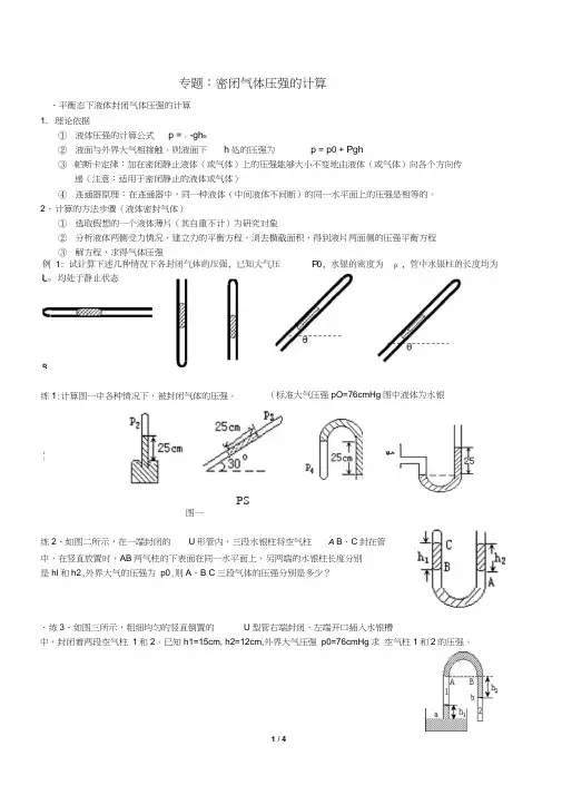 高中物理：封闭气体压强的计算
