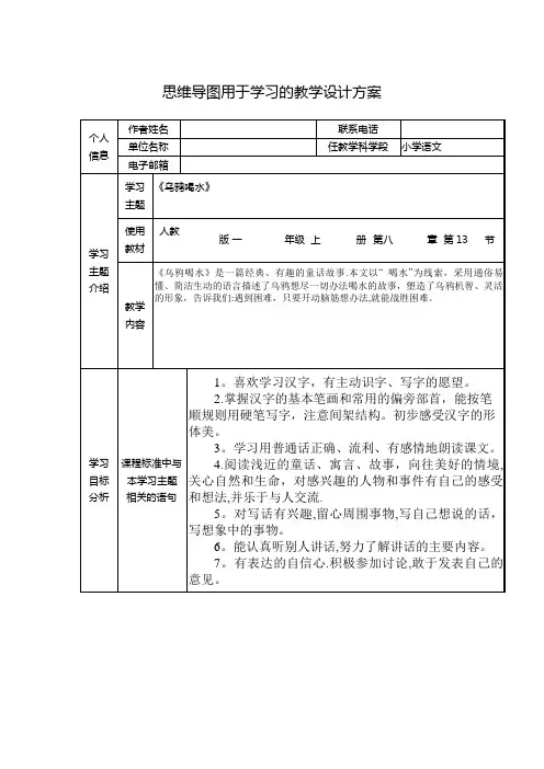 思维导图-《乌鸦喝水》
