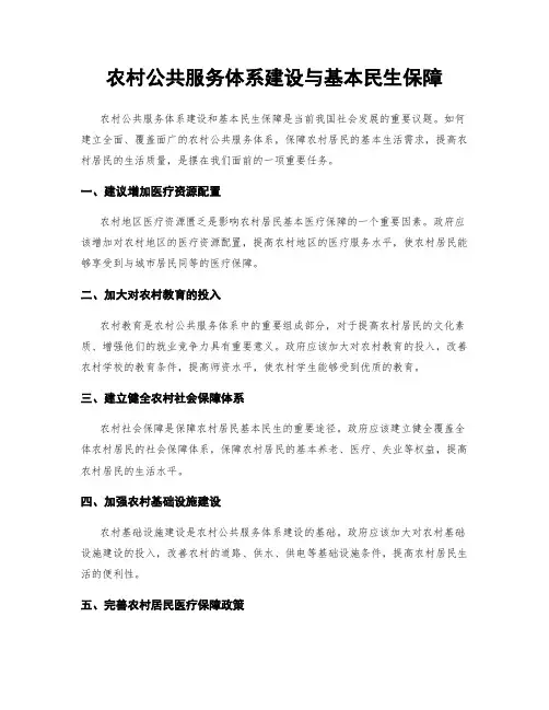 农村公共服务体系建设与基本民生保障