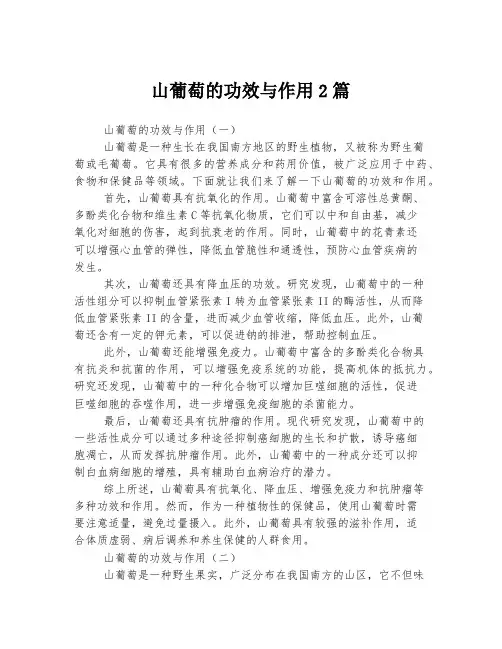 山葡萄的功效与作用