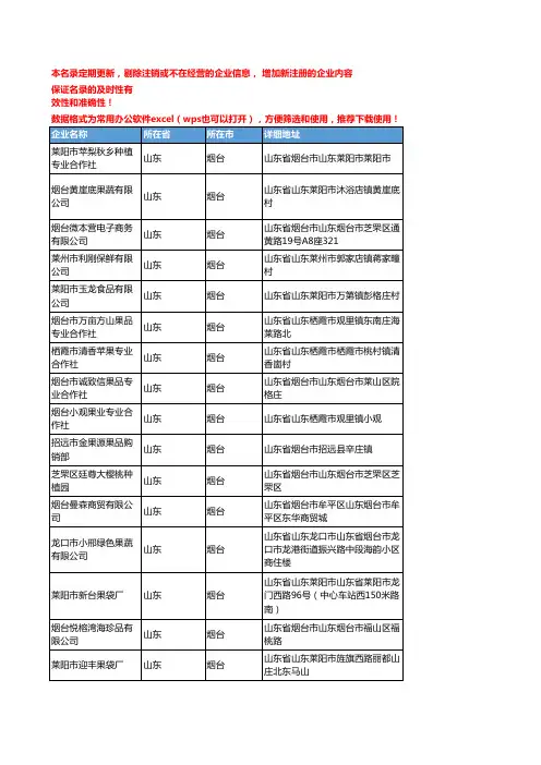 2020新版山东烟台苹果企业公司名录名单黄页联系方式大全54家