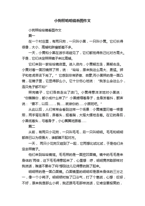 小狗照哈哈镜看图作文