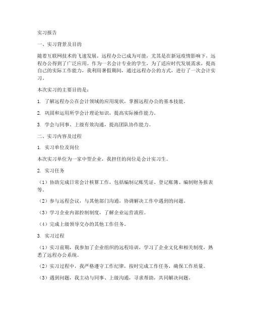 会计远程办公实习报告