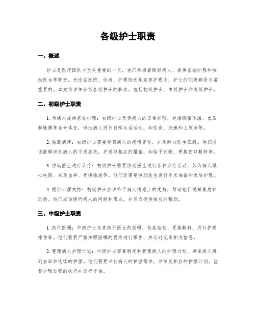 各级护士职责