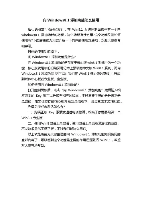 向Windows8.1添加功能怎么使用