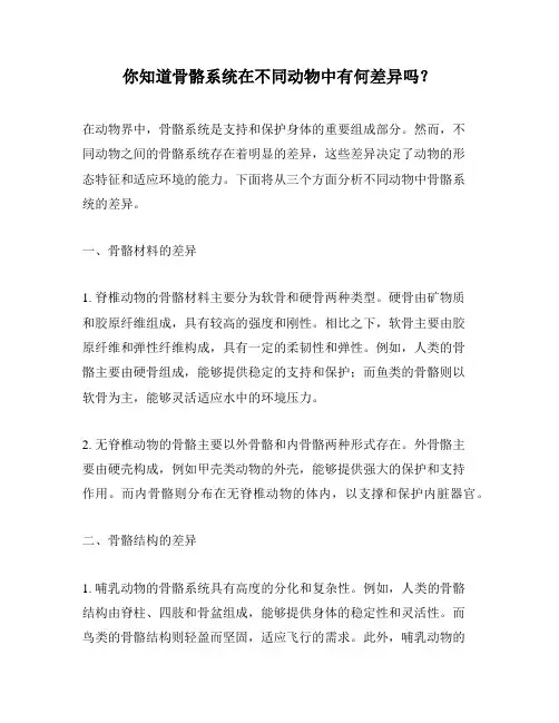 你知道骨骼系统在不同动物中有何差异吗？
