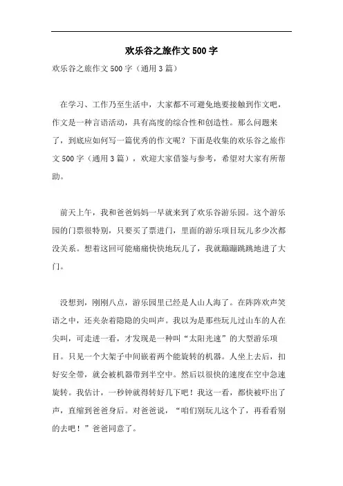 欢乐谷之旅作文500字