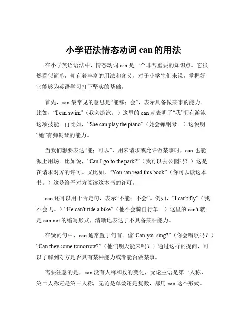 小学语法情态动词can的用法