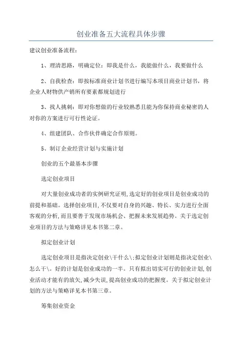 创业准备五大流程具体步骤