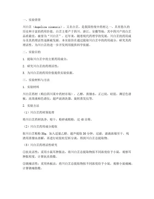 川白芷实验报告