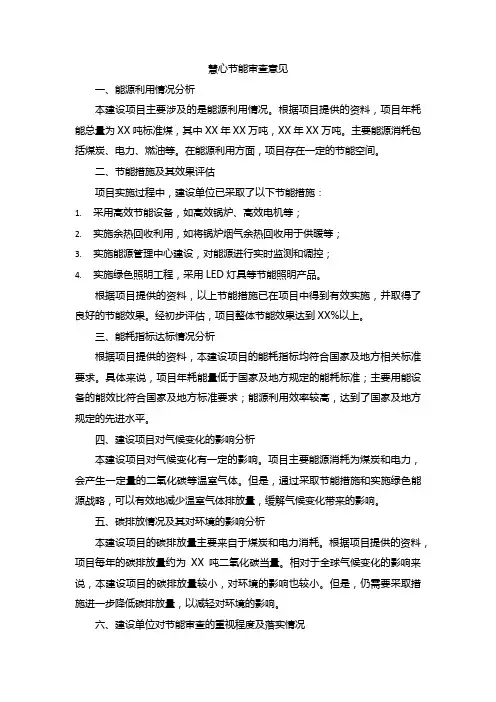 慧心 节能审查 意见