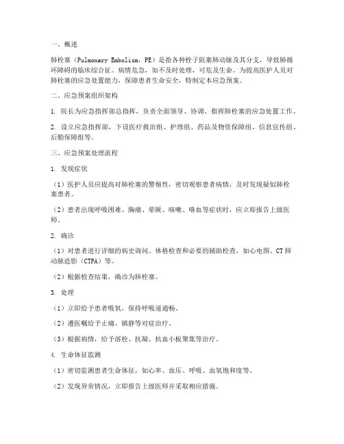 肺栓塞的应急预案及处理流程