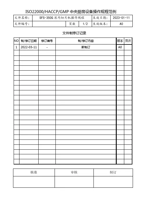 冻肉切片机操作规程