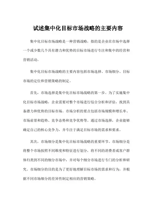试述集中化目标市场战略的主要内容