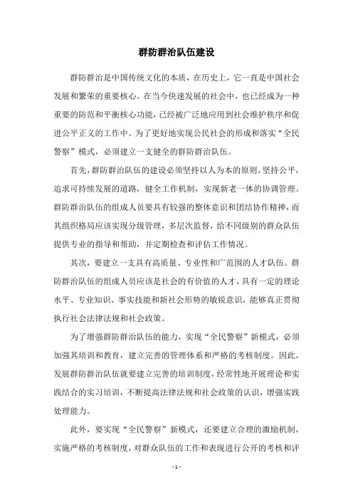群防群治队伍建设