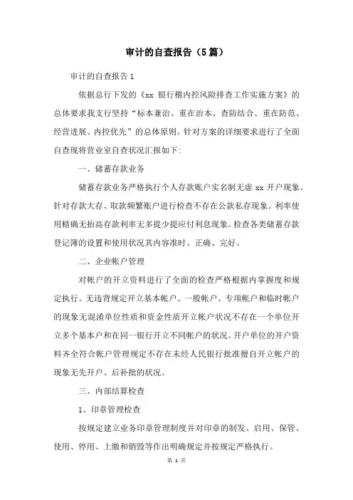 审计的自查报告(5篇)