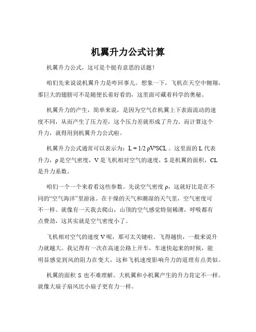 机翼升力公式计算