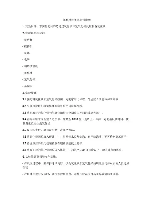 氯化镁制备氧化镁流程