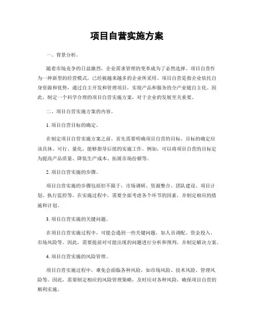 项目自营实施方案