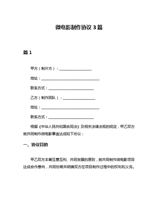 微电影制作协议3篇