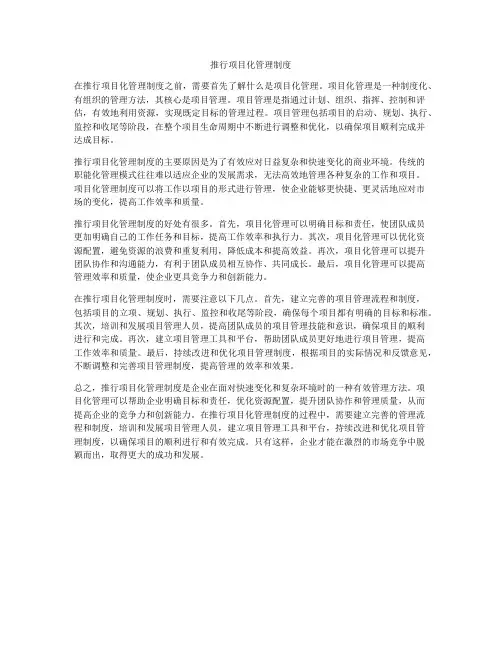 推行项目化管理制度