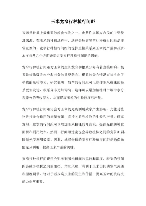 玉米宽窄行种植行间距