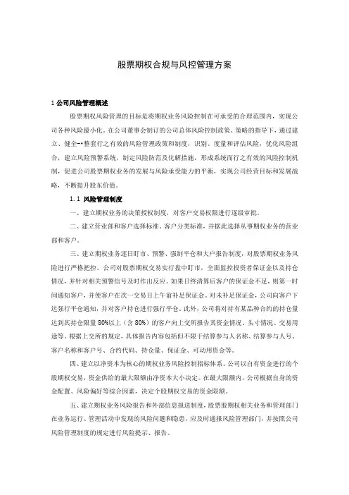 股票期权合规与风控管理方案
