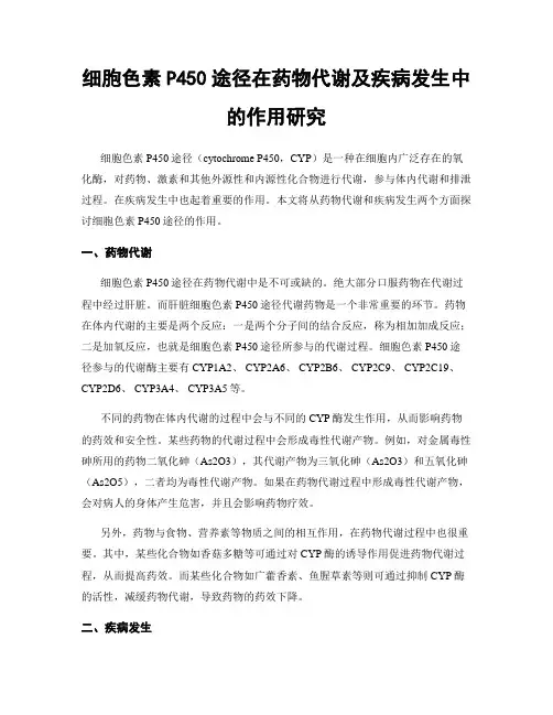 细胞色素P450途径在药物代谢及疾病发生中的作用研究