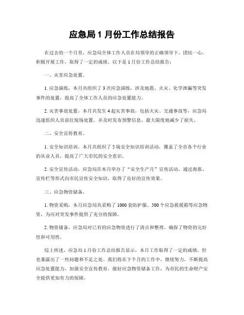 应急局1月份工作总结报告
