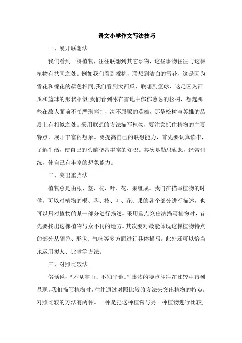 语文小学作文写法技巧