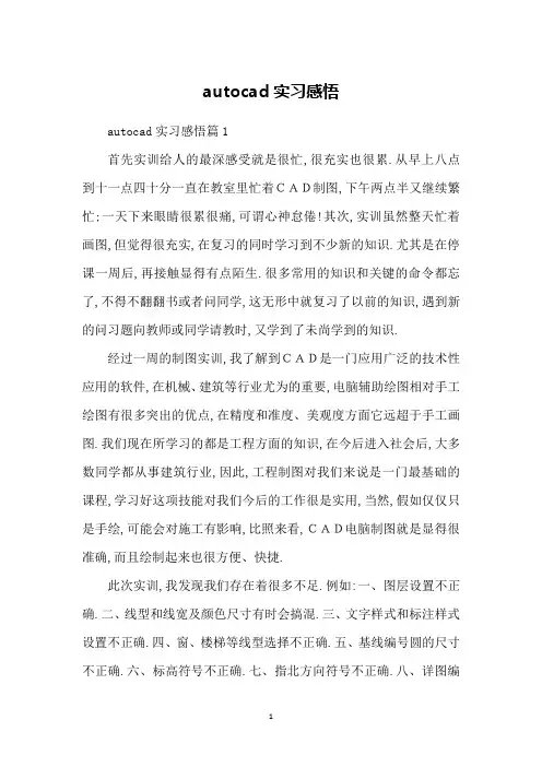 autocad实习感悟