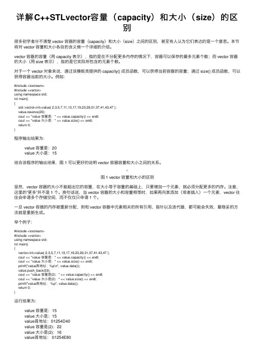 详解C++STLvector容量（capacity）和大小（size）的区别